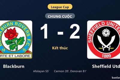 Thống kê trận đấu Blackburn 1-2 Sheffield Utd: R. Donovan tỏa sáng, Sheffield Utd giành chiến thắng, đi tiếp
