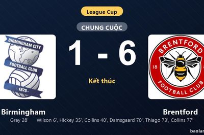Thống kê trận đấu Birmingham 1-6 Brentford: N. Collins tỏa sáng, Brentford giành chiến thắng, đi tiếp