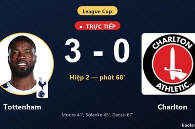 TRỰC TIẾPTrực tiếp Tottenham vs Charlton: Tottenham nới rộng cách biệt 3-0