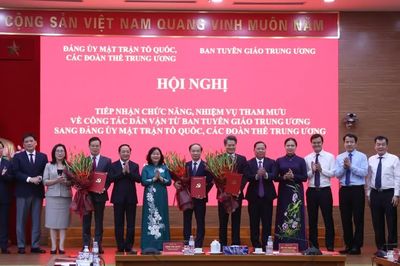 Ban Tuyên giáo Trung ương chuyển giao chức năng, nhiệm vụ tham mưu về công tác dân vận