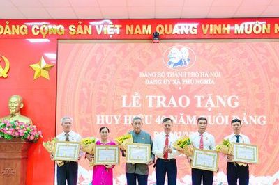 Xã Phú Nghĩa tổ chức Lễ trao Huy hiệu Đảng đợt 2-9