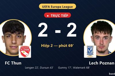 TRỰC TIẾPTrực tiếp FC Thun vs Lech Poznan: Lech Poznan gỡ hòa 2-2