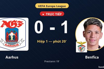 TRỰC TIẾPTrực tiếp Aarhus vs Benfica: Benfica mở tỷ số