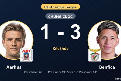 Thua Benfica 1-3, Aarhus đối mặt thử thách lớn ở lượt về play-off Europa League