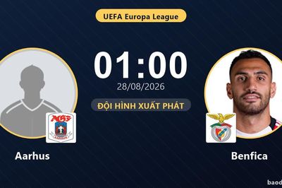 TRỰC TIẾPTrực tiếp Aarhus vs Benfica: Đội hình xuất phát