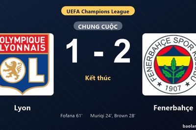 Thống kê trận đấu Lyon 1-2 Fenerbahçe: A. Brown tỏa sáng, Fenerbahçe giành lợi thế trước lượt còn lại