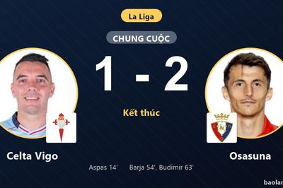 Ngược dòng hạ Celta Vigo 1-2, Osasuna giành trọn 3 điểm tại Balaídos