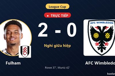 TRỰC TIẾPTrực tiếp Fulham vs AFC Wimbledon: Hiệp 2 bắt đầu, Fulham dẫn 2-0
