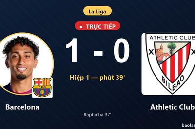 TRỰC TIẾPTrực tiếp Barcelona vs Athletic Club: Hiệp 2 bắt đầu, Barcelona dẫn 1-0