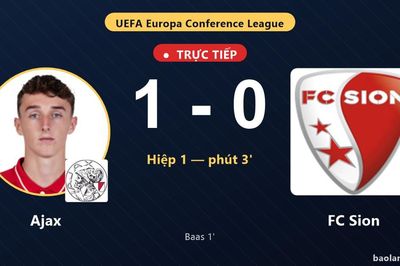 TRỰC TIẾPTrực tiếp Ajax vs FC Sion: Ajax mở tỷ số