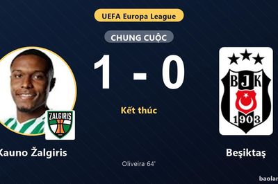 Hạ Beşiktaş 1-0, Kauno Žalgiris nắm lợi thế ở play-off Europa League