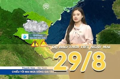 [Video] Dự báo thời tiết đêm nay và ngày mai 29/8/2026: Bắc Bộ tiếp tục mưa dông, Trung Bộ nắng nóng
