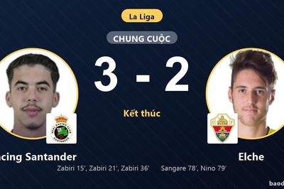 Hạ Elche 3-2 nhờ hat-trick của Zabiri, Racing Santander đẩy đối thủ vào nhóm cầm đèn đỏ