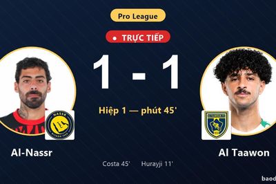 TRỰC TIẾPTrực tiếp Al-Nassr vs Al Taawon: Al-Nassr gỡ hòa 1-1
