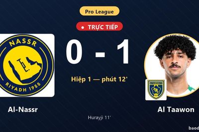 TRỰC TIẾPTrực tiếp Al-Nassr vs Al Taawon: Al Taawon mở tỷ số