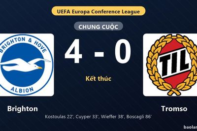 Thống kê trận đấu Brighton 4-0 Tromso: O. Boscagli tỏa sáng, Brighton giành chiến thắng, đi tiếp