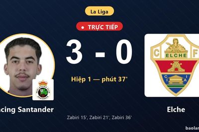 TRỰC TIẾPTrực tiếp Racing Santander vs Elche: Hết hiệp 1, Racing Santander dẫn 3-0