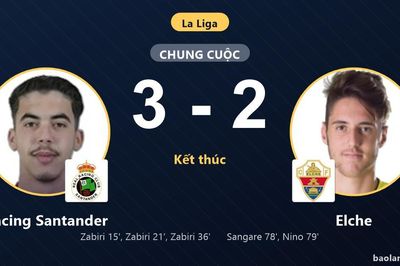 Zabiri lập hat-trick, Racing Santander nhọc nhằn hạ Elche sau màn rượt đuổi tỷ số