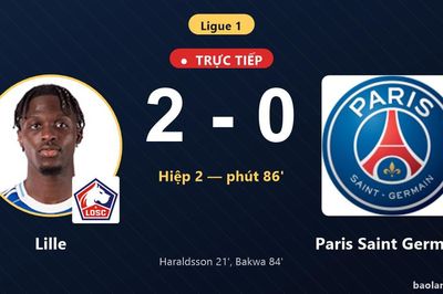 TRỰC TIẾPTrực tiếp Lille vs Paris Saint Germain: Lille nhân đôi cách biệt