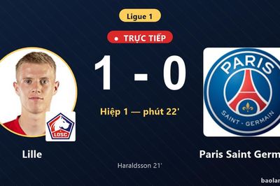 TRỰC TIẾPTrực tiếp Lille vs Paris Saint Germain: Hiệp 2 bắt đầu, Lille dẫn 1-0