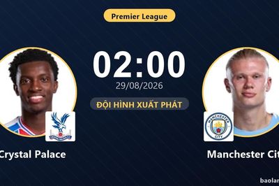 TRỰC TIẾPTrực tiếp Crystal Palace vs Manchester City: Đội hình xuất phát