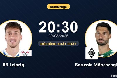 TRỰC TIẾPTrực tiếp RB Leipzig vs Borussia Mönchengladbach: Leipzig kiểm soát bóng nhưng chưa thể dứt điểm, chưa có bàn thắng