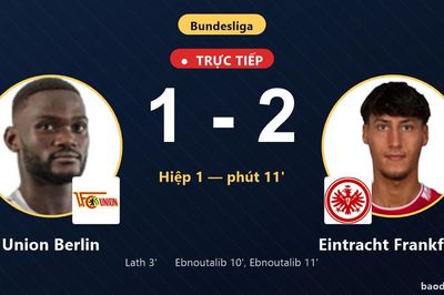 TRỰC TIẾPTrực tiếp Union Berlin vs Eintracht Frankfurt: Eintracht Frankfurt vượt lên dẫn trước