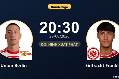 TRỰC TIẾPTrực tiếp Union Berlin vs Eintracht Frankfurt: Đội hình xuất phát