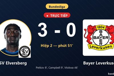 TRỰC TIẾPTrực tiếp SV Elversberg vs Bayer Leverkusen: SV Elversberg nới rộng cách biệt 3-0