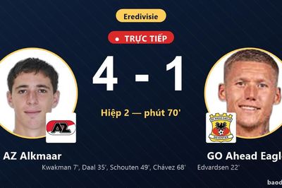 TRỰC TIẾPTrực tiếp AZ Alkmaar vs GO Ahead Eagles: AZ Alkmaar nới rộng cách biệt 4-1