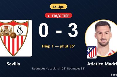 TRỰC TIẾPTrực tiếp Sevilla vs Atletico Madrid: Atletico Madrid nới rộng cách biệt 0-3