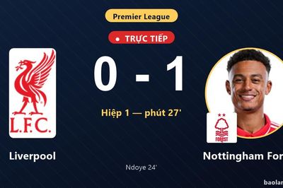 TRỰC TIẾPTrực tiếp Liverpool vs Nottingham Forest: Nottingham Forest mở tỷ số