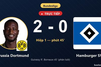 TRỰC TIẾPTrực tiếp Borussia Dortmund vs Hamburger SV: Borussia Dortmund nhân đôi cách biệt