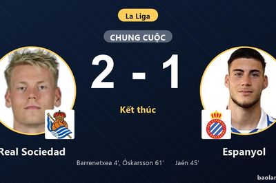Hạ Espanyol 2-1 tại Anoeta, Real Sociedad giải tỏa áp lực ở La Liga
