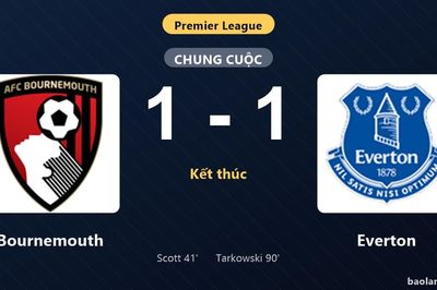 Thống kê trận đấu Bournemouth 1-1 Everton: Hai đội chia điểm