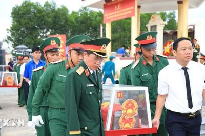 Quảng Ngãi: Truy điệu, an táng 5 hài cốt liệt sỹ tại xã Nghĩa Giang