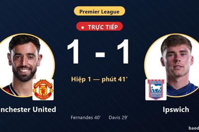 TRỰC TIẾPTrực tiếp Manchester United vs Ipswich: Manchester United gỡ hòa 1-1