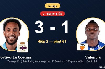 TRỰC TIẾPTrực tiếp Deportivo La Coruna vs Valencia: Deportivo La Coruna nới rộng cách biệt 3-1