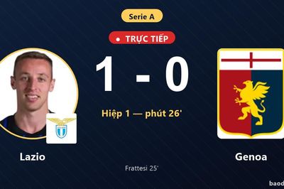 TRỰC TIẾPTrực tiếp Lazio vs Genoa: Hiệp 2 bắt đầu, Lazio dẫn 1-0