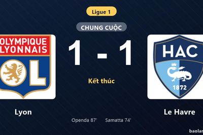 Thống kê trận đấu Lyon 1-1 Le Havre: Hai đội chia điểm