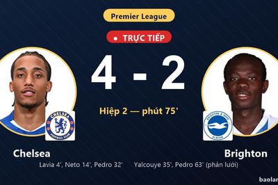 TRỰC TIẾPTrực tiếp Chelsea vs Brighton: Chelsea nới rộng cách biệt 4-2