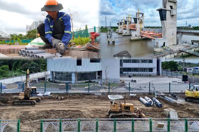 Tấp nập thi công xuyên lễ tại siêu dự án ngăn triều 10.000 tỷ ở TP.HCM