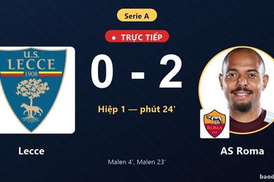 TRỰC TIẾPTrực tiếp Lecce vs AS Roma: AS Roma nhân đôi cách biệt