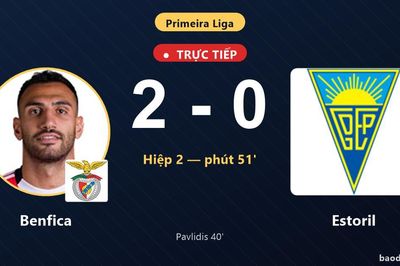 TRỰC TIẾPTrực tiếp Benfica vs Estoril: Benfica dẫn 2-0