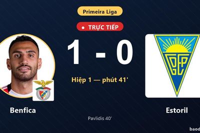 TRỰC TIẾPTrực tiếp Benfica vs Estoril: Hết hiệp 1, Benfica dẫn 1-0