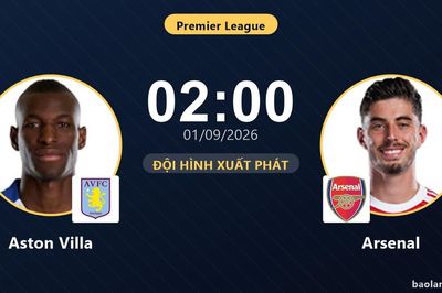TRỰC TIẾPTrực tiếp Aston Villa vs Arsenal: Đội hình xuất phát