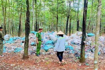 Đồng Nai: Phát hiện gần 8,5 tấn chất thải bị đổ trộm trong lô cao su
