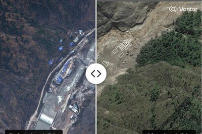 Hình ảnh vệ tinh cho thấy nhà máy thủy điện bị san phẳng trong trận lũ ở Nepal