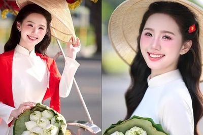 Nữ sinh Học viện Ngân hàng rạng rỡ trong tà áo dài mừng Tết Độc lập