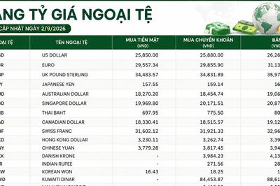 Tỷ giá ngoại tệ ngày 2/9: GBP gần 36.000 đồng, USD niêm yết tiền mặt 25.850 đồng